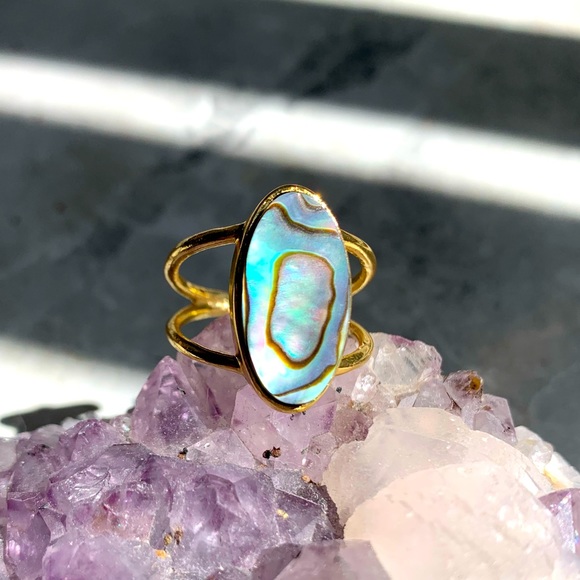 Jewelry - AUTHENTIC ABALONE SHELL ELECTROPLATED 24K GOLD RING